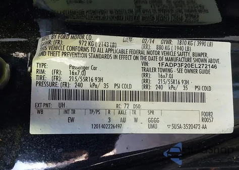 2014 Ford Focus Se z USA, uszkodzony, nr VIN 1FADP3F20EL272146